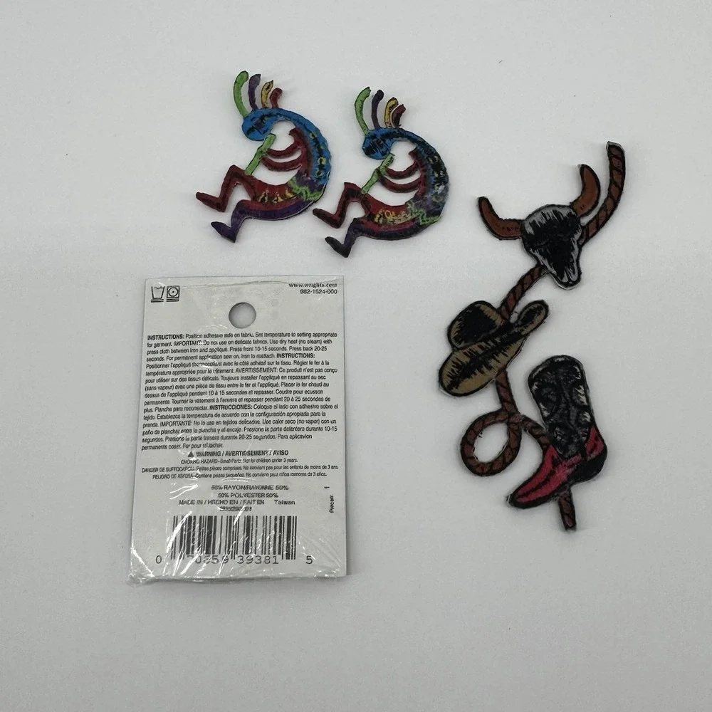 Western Cowboy Patch Lot Kokopelli Horse Bull Skull Boot Hat Iron On Applique